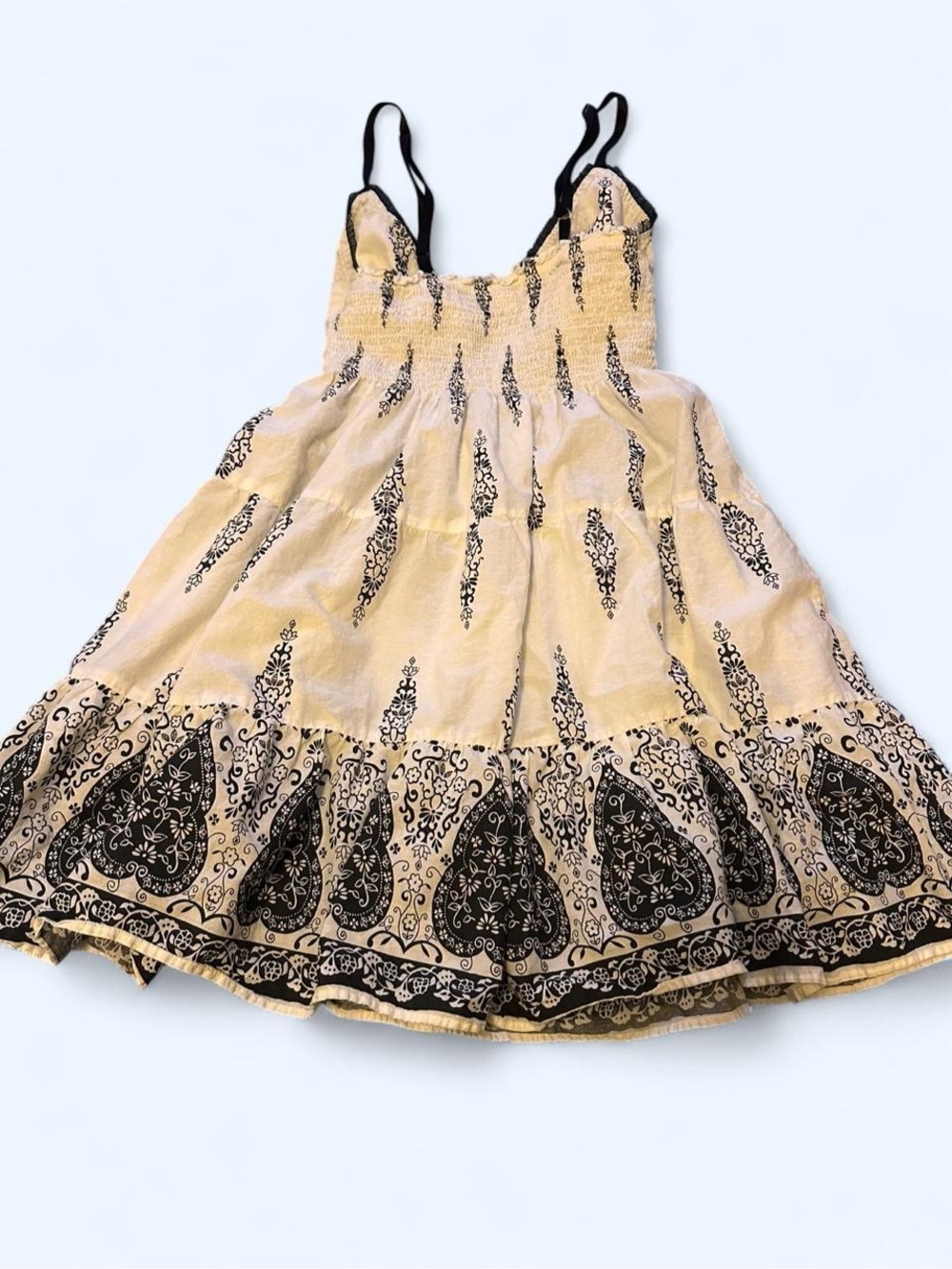 Y2K Charlotte Russe Cream and Black Printed Cotton Sundress - Picture 4 of 5